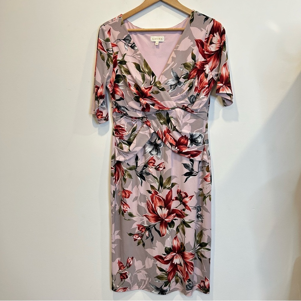 Laura Floral Print Dress Stretch Pink